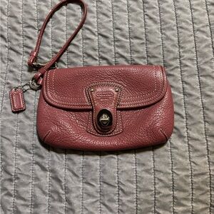 Coach Burgundy Leather Wristlet